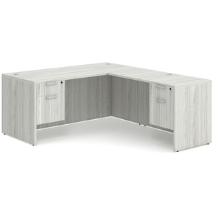 CLALD2035- Classic L-Shape Desk 60" W x 30" D with 42" Return and 2 Box/File Pedestals- Silver Birch