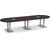 12' Classic Racetrack Conference Table with Palmer Base - Espresso Top, Brushed Silver Base