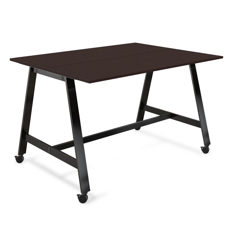 Signature Bistro Benching Table 48" x 72" - Espresso with Black Legs
