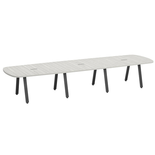 Signature Arena Conference Table 14 Foot - Silver Birch with Black Metal Legs