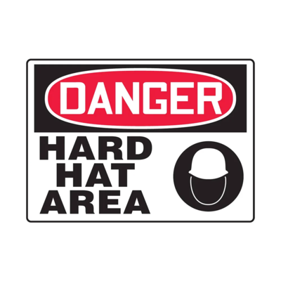 Hard Hat Area Sign - 14" x 10" - Vinyl - English