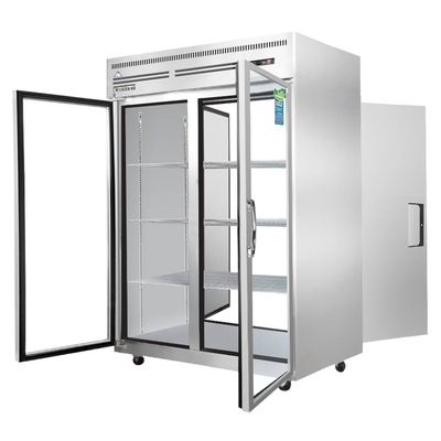 Everest ESPT-2G-2S Glass Pass-Thru Refrigerator 2 Section, 115v, NSF - 48 cu. ft.