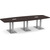 10' Classic Boat Shape Conference Table with Palmer Base - Espresso Top, Silver Brushed Base