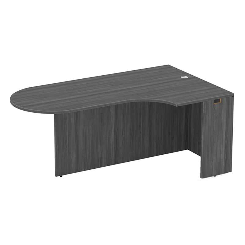PL133R 71" BULLET DESK W/CORNER EXTENSION- RIGHT- Coastal Gray