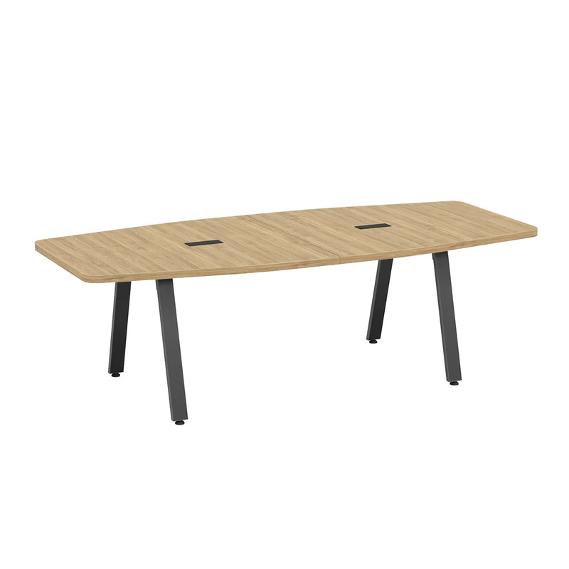 Signature Boat-Shape Conference Table 8 Foot - Aspen with Black Metal Legs