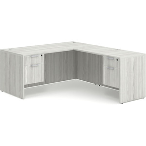 CLALD2039- Classic L-Shape Desk 66" W x 30" D with 42" Return and 2 Box/File Pedestals- Silver Birch