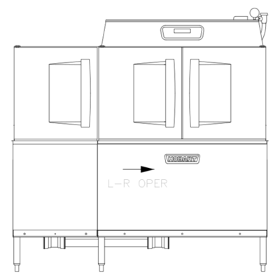 Hobart CLPS66EN-BAS+BUILDUP 1-Tank High Temp Conveyor Dishwasher