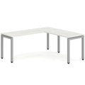 Elements L-Shape Desk 60" x 60" x 24"D - Silver Birch with Silver Legs