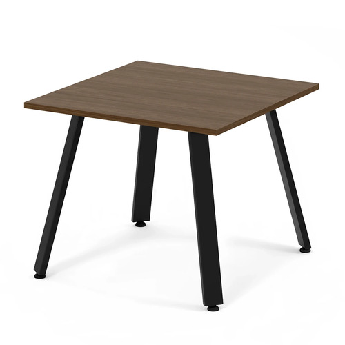 Signature Square Meeting Table 36"- Modern Walnut with Black Metal Legs