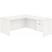 CLALD1037- Classic L-Shape Desk 66" W x 30" D with 47" Return and Box/File Pedestal- White