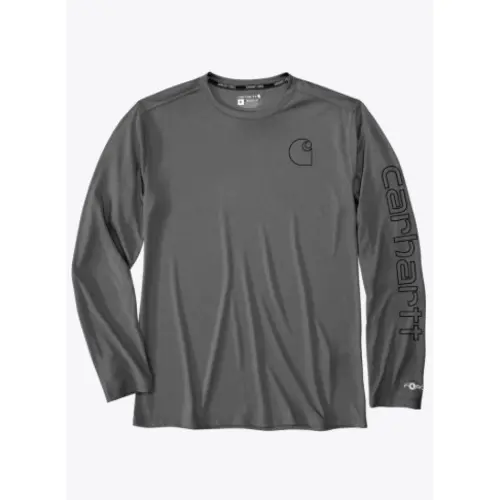 CARHARTT 106164 - FORCE SUN DEFENDER™ LIGHTWEIGHT LONG-SLEEVE LOGO GRAPHIC T-SHIRT - Steel Heather