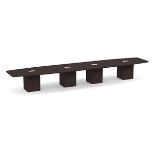 20ft Boat Shape, cube base Conference Table: ESPRESSO CUBBS4240NESPESP