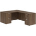 CLALD1036- Classic L-Shape Desk 60" W x 30" D with 47" Return and 2 Full Pedestals- Modern Walnut