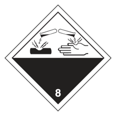 Corrosive Label - Class 8 - 4" x 4" - Coated Paper