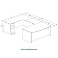 Classic Left Hand U-Shape Bowfront Workstation 112" x 71" with Full Pedestal - Newport Grey