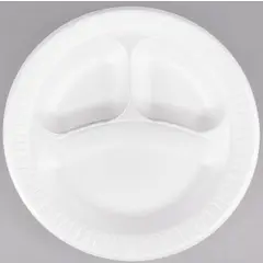 10CPWQR DART 10.25" WHITE 3 COMPARTMENT LAMINATED FOAM PLATE, 500/CS