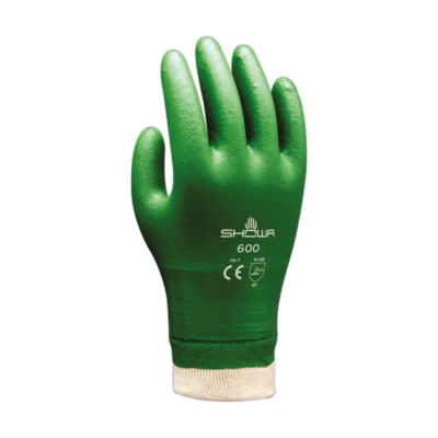 Coated Gloves - PVC - Fully Coated - Knit Wrist - 53 mil - 9" Length - Green
