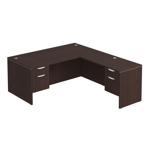 Classic L-Shape Desk 77" x 71" with 2 Box/File Pedestals - Espresso
