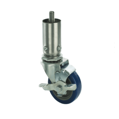 Focus Foodservice FAC31 3" Adjustable Height Casters with brakes 7" Overall Height. 1/2" X 13 Thread