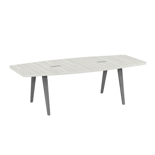 Signature Boat-Shape Conference Table 8 Foot - Silver Birch with Newport Grey Wood Legs
