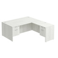 Classic L-Shape Desk 78" x 71" with 2 Box/File Pedestals - Silver Birch