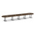  20' Classic Racetrack Conference Table with Palmer Base - Modern Walnut Top, Brushed Silver Base