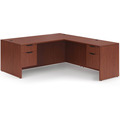 Classic L-Shape Desk 77" x 60" with 2 Box/File Pedestals - Cherry
