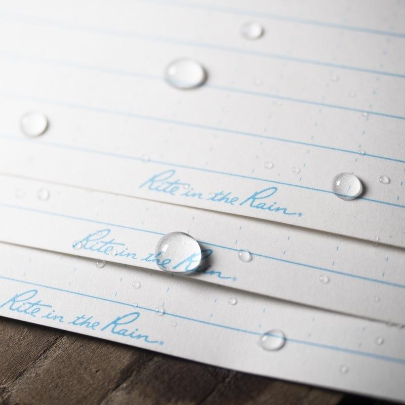 drops of water on weatherproof index cards