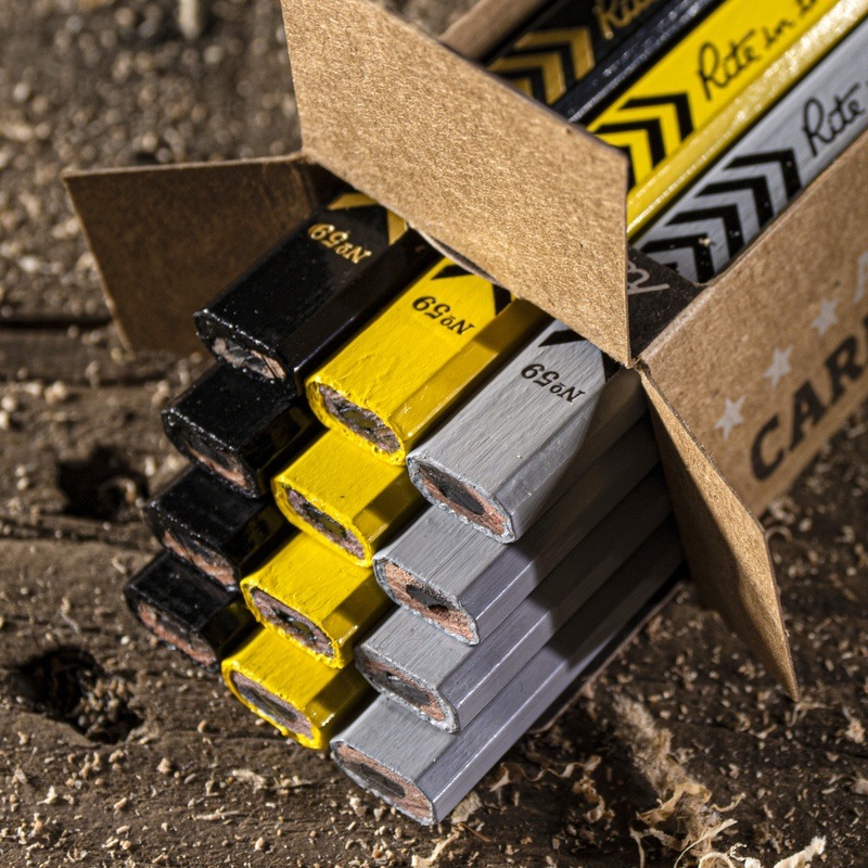 Open Carpenter pencil box showing all three colors.