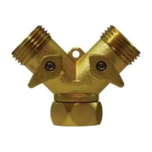 Swivel Wye Connector with 2-Way Hose Shut-Off and Brass Levers, 3/4 in FGH x 3/4 in MGH
