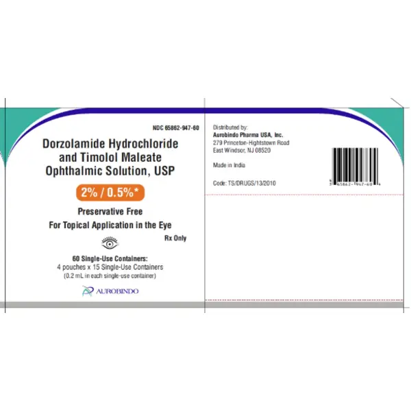 Dorzolamide-Timolol 2%-0.5% (PF) NDC65862094760