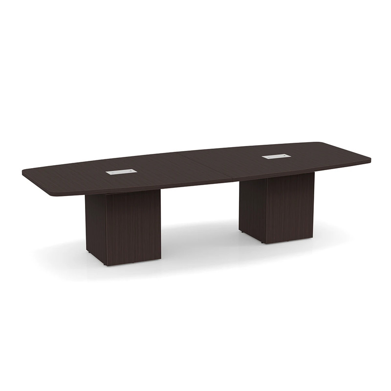 Boat-Shape Conference Table 10 Ft with Cube Base - Espresso