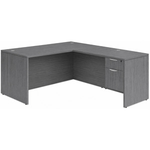 CLALD1033- Classic L-Shape Desk 60" W x 30" D with 47" Return and Box/File Pedestal- Coastal Gray