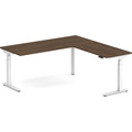 Enhance Electric Height-Adjustable L-Shape Desk 72" X 72" - Modern Walnut with White Base