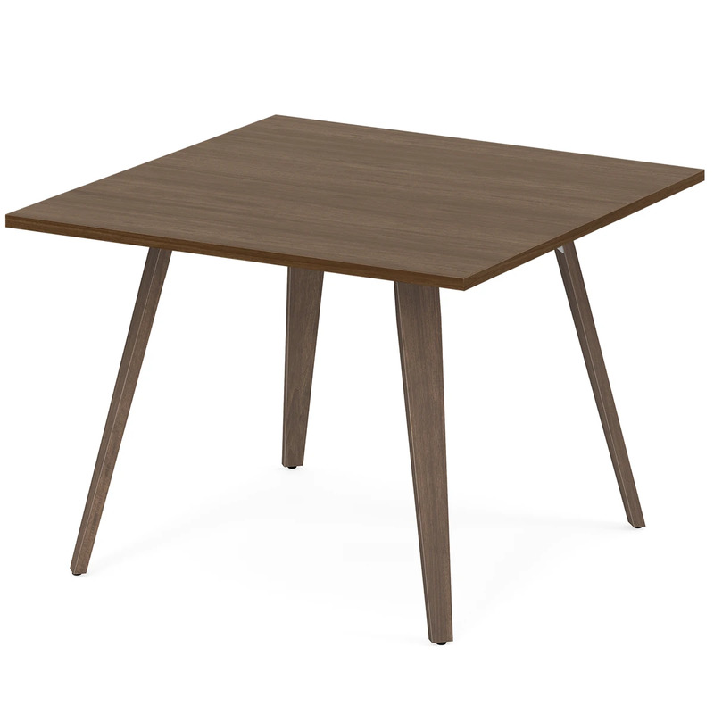 Signature Square Meeting Table 42" - Modern Walnut with Wood Legs