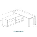 Elements L-Shape Workstation 72" x 71" with Storage Credenza - Aspen with Black Legs
