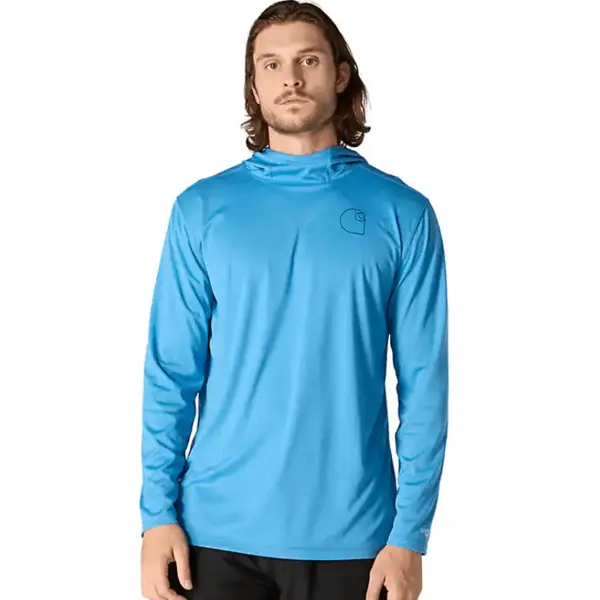 Carhartt 106165 - Force Sun Defender™ Lightweight Long Sleeve Hooded Graphic T-Shirt - Horizon Blue Heather 
