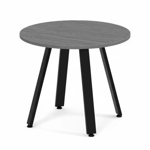 Signature Round Meeting Table 36" - Newport Grey with Black Metal Legs