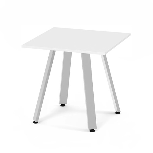 Signature Square Meeting Table 30" - White with Silver Metal Legs