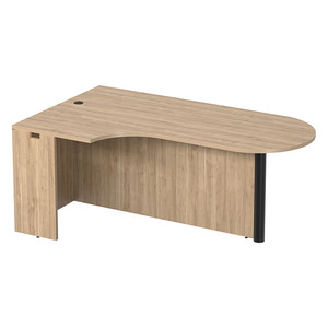 PL133L CORNER EXT. BULLET DESK w/POST - LEFT- Aspen & Black