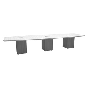14ft Boat Shape, Cube Base, Conference Table- SILVER BIRCH