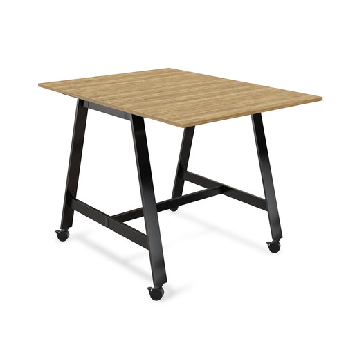 Signature Bistro Benching Table 60" x 48" - Aspen with Black Legs