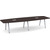 12' Boat Shape, Signature Conference Table: Espresso Top, Silver Metal VA Leg