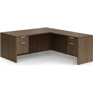 CLALD2047- Classic L-Shape Desk 71" W x 36" D with 42" Return and 2 Box/File Pedestals- Modern Walnut