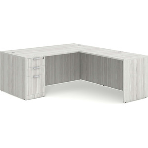 CLALD1046- Classic L-Shape Desk 71" W x 36" D with 47" Return and Box/Box/File Pedestal- Silver Birch