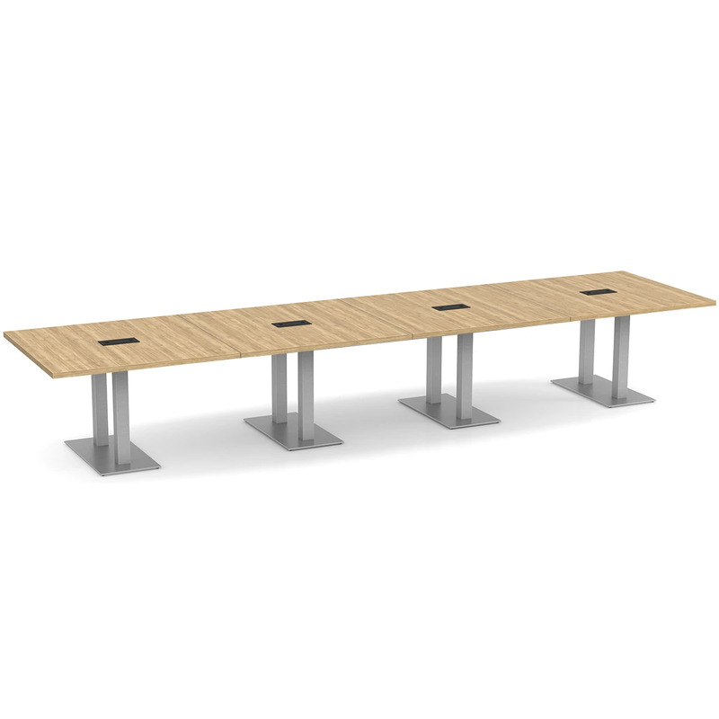 Classic Conference Table 16 Ft with Palmer Brushed Double Base - Aspen