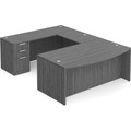 Classic U-Shape Bowfront Workstation 107" x 71" with Box/Box/File Pedestal - Newport Grey