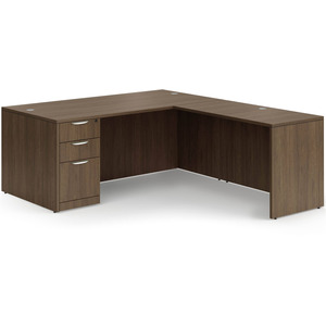 CLALD1046- Classic L-Shape Desk 71" W x 36" D with 47" Return and Box/Box/File Pedestal- Modern Walnut