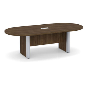 8ft Racetrack, accent base Conference Table: MODERN WALNUT w/SILVER 