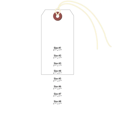 #4 Cardstock Tag Pre-Strung - White